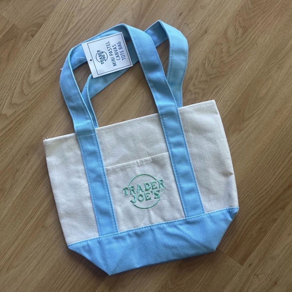Trader Joe's Blue and Cream Tote Bag